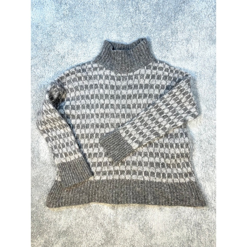 Everlane Knit Sweater womens XL wool alpaca gray turtleneck crop pullover preppy